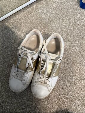 Valentino White Sneakers with Gold Paneling